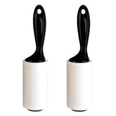 Scotch-Brite roller in use on fabric to remove pet hair.