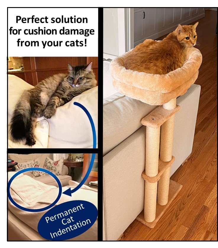 SCPW24 cushion protector cat bed side view demonstrates height-adjustable fit for sofas