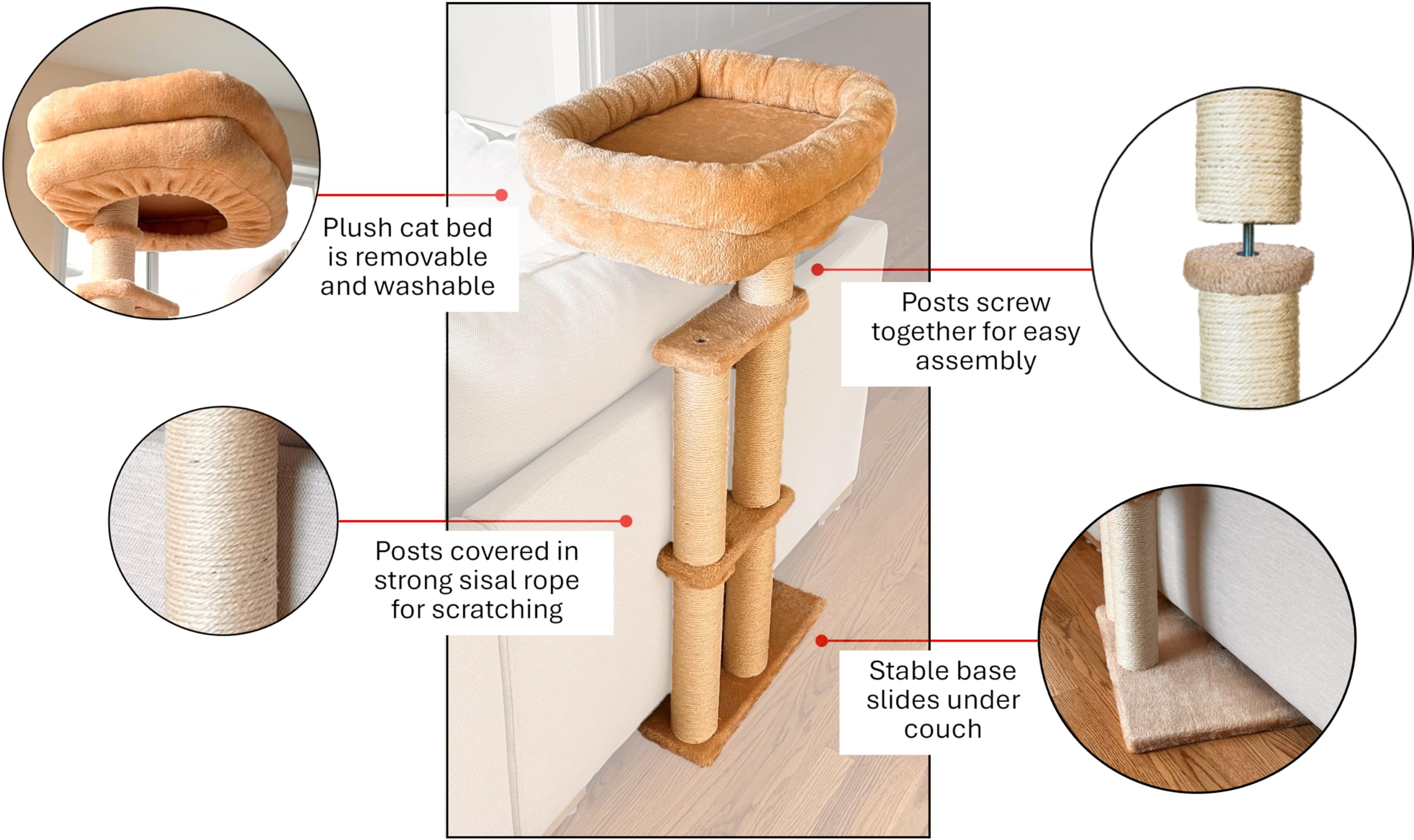 SCPW24 cushion protector cat bed height-adjustment mechanism in use