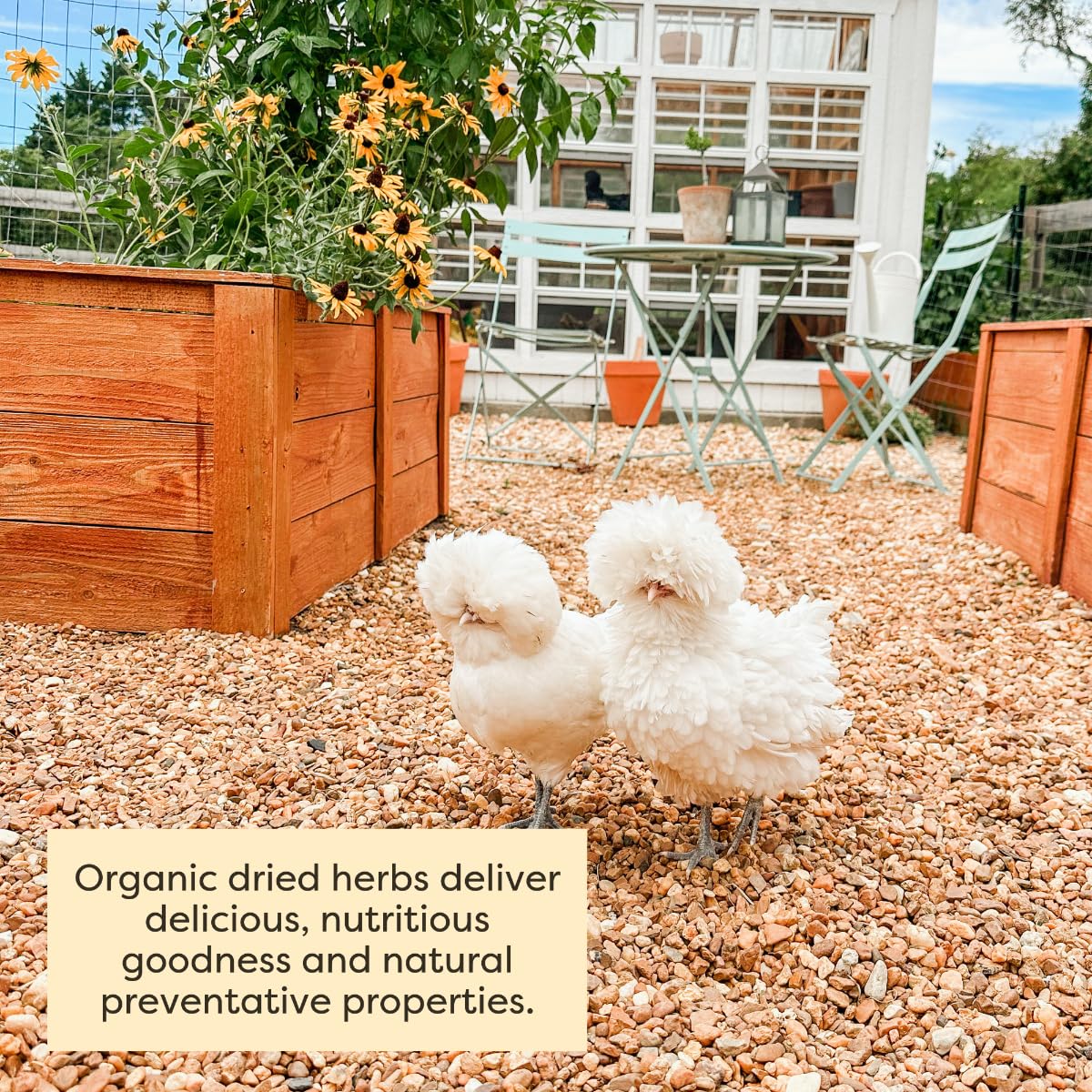 Scratch-and-Peck dried herbs organic certification badge signals trusted sourcing.