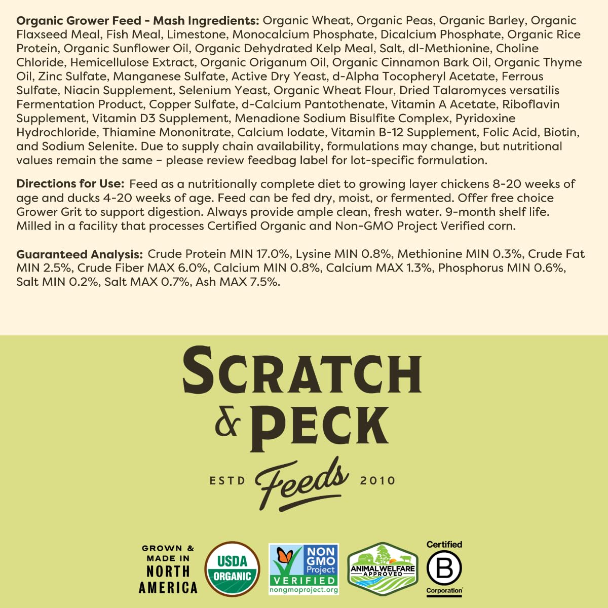 Scratch and Peck packaging—resealable bag for convenient feeding