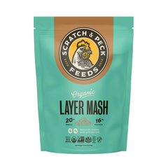 Scratch and Peck Layer Mash 10lb bag front for easy storage and feeding.
