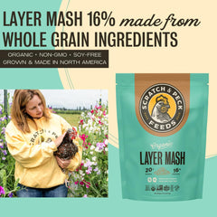 Scratch and Peck Layer Mash fermenting option illustrating flexible feeding choice.