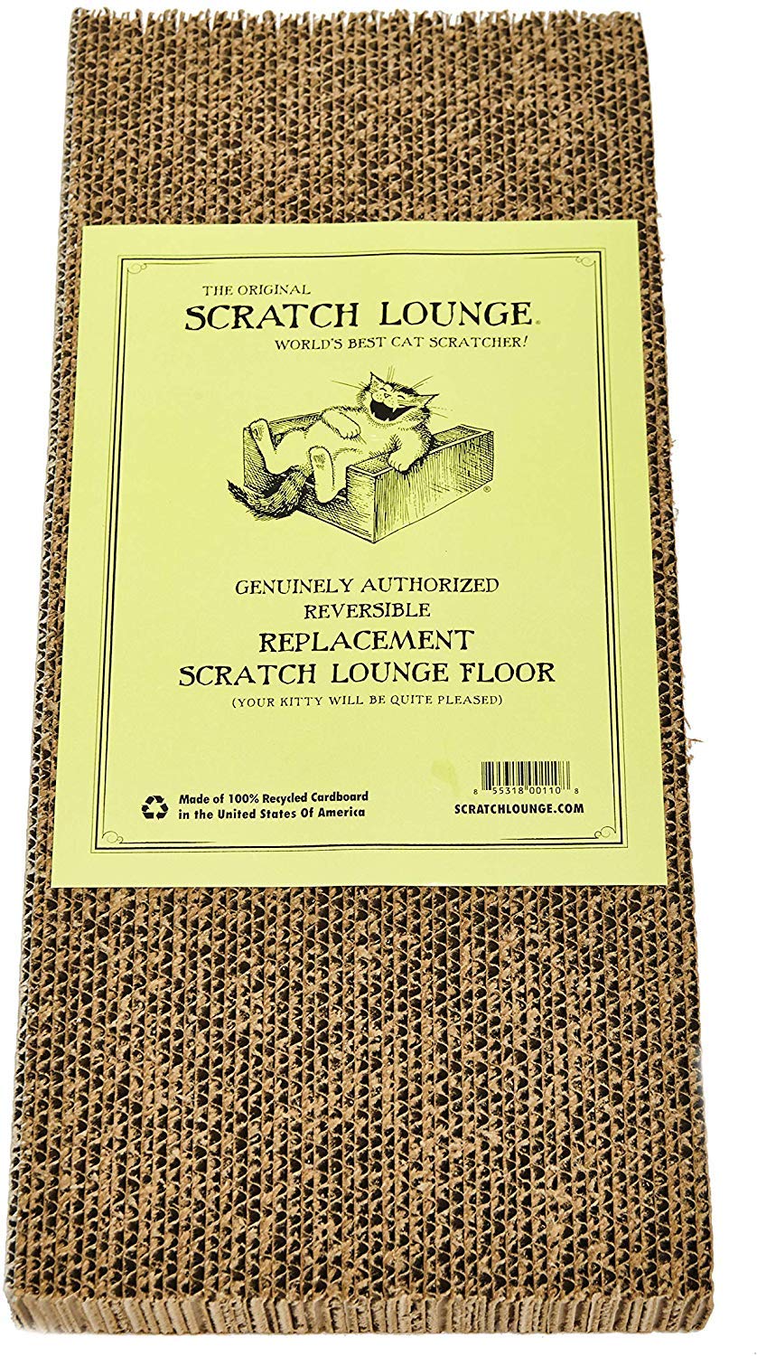 Scratch Lounge recyclable cardboard honeycomb structure provides durable scratching surface.