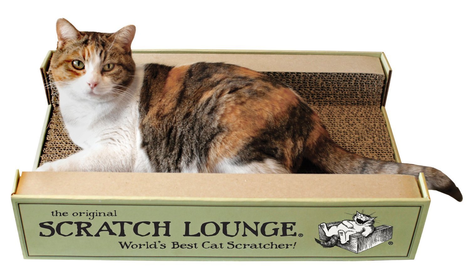 Scratch Lounge XL side view shows a durable three-sided scratcher and lounging area for large cats.