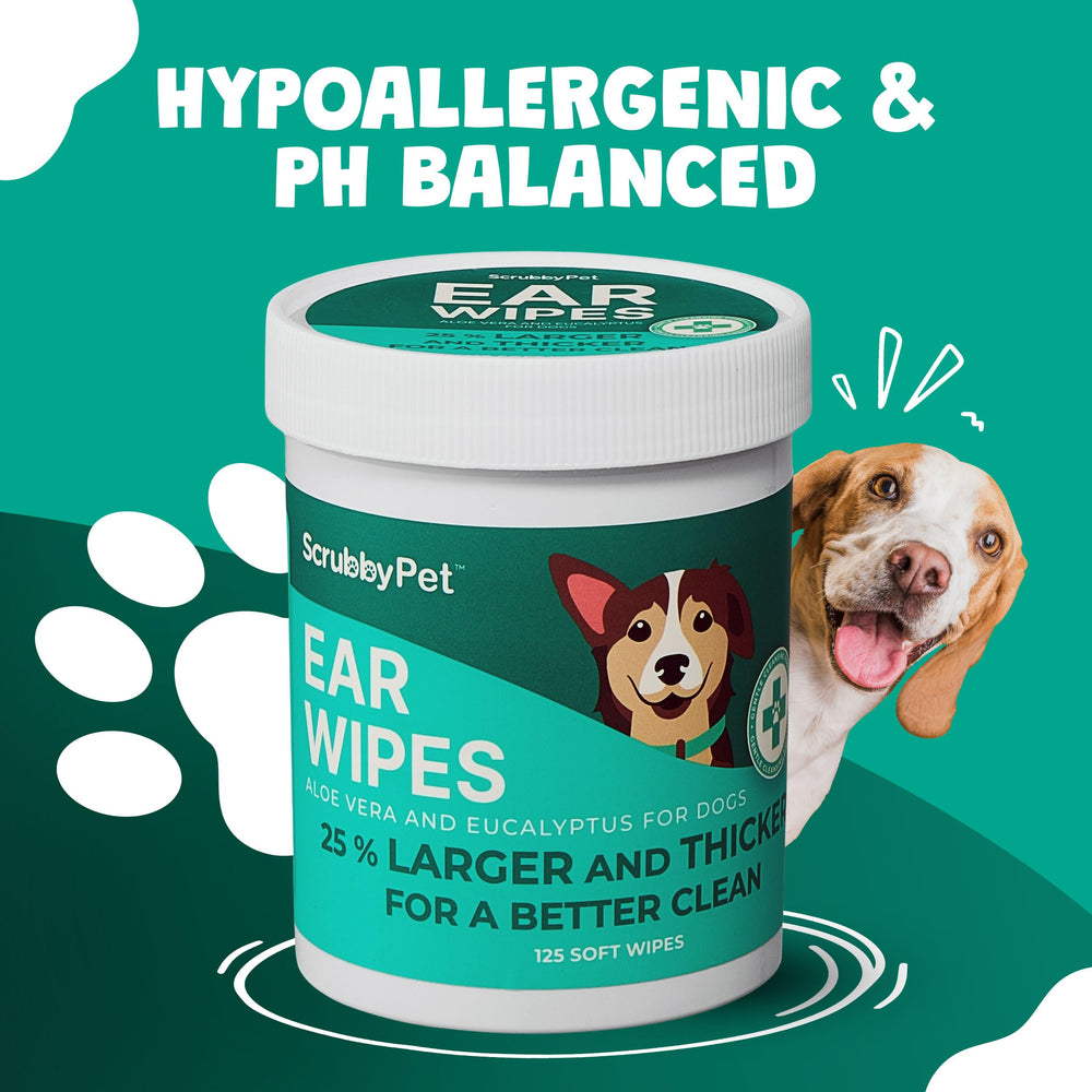 Scrubby Pet puppy-safe ear wipes for gentle routine cleanings.