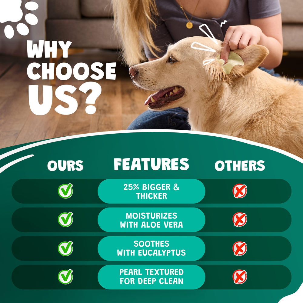 Scrubby Pet dog ear cleaning wipes for quick routine ear care.