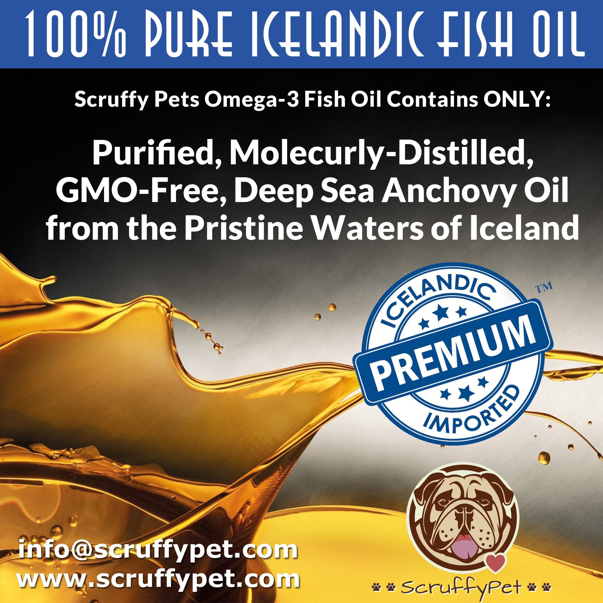 Vitamin E included for antioxidant protection in ScruffyPet oil.