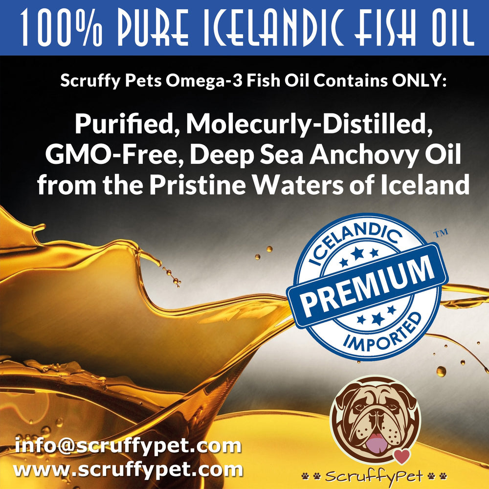 Vitamin E included for antioxidant protection in ScruffyPet oil.