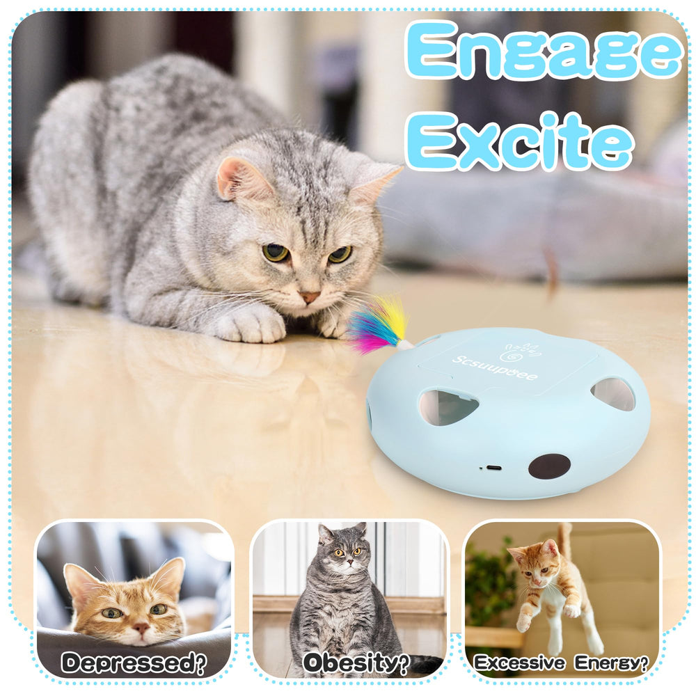 Scsuupoee Interactive Cat Toy side view demonstrates dynamic motion for engagement.
