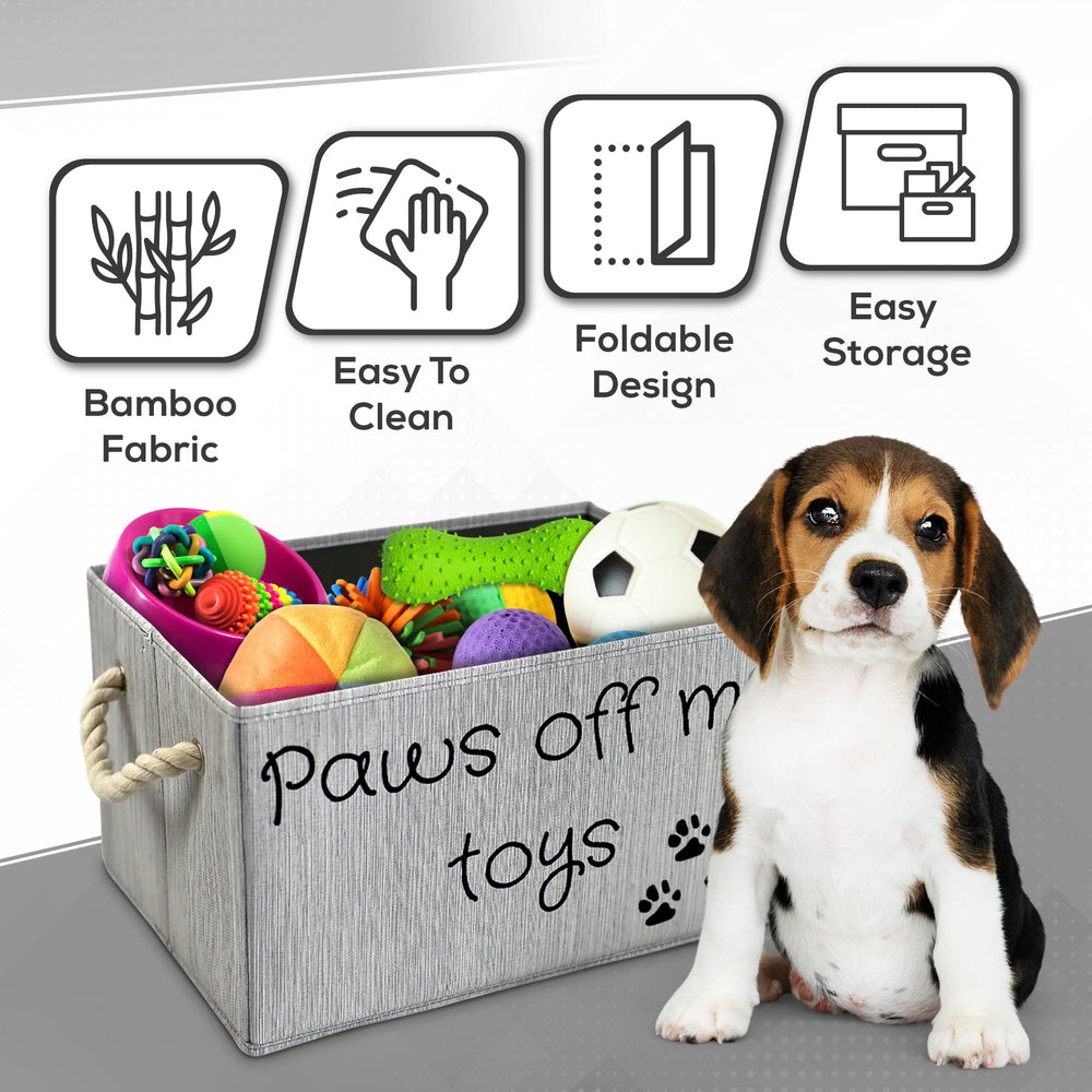 SD SKYDEN bamboo fabric bin shows off clear permanent ink lettering for off-limit item guidance.