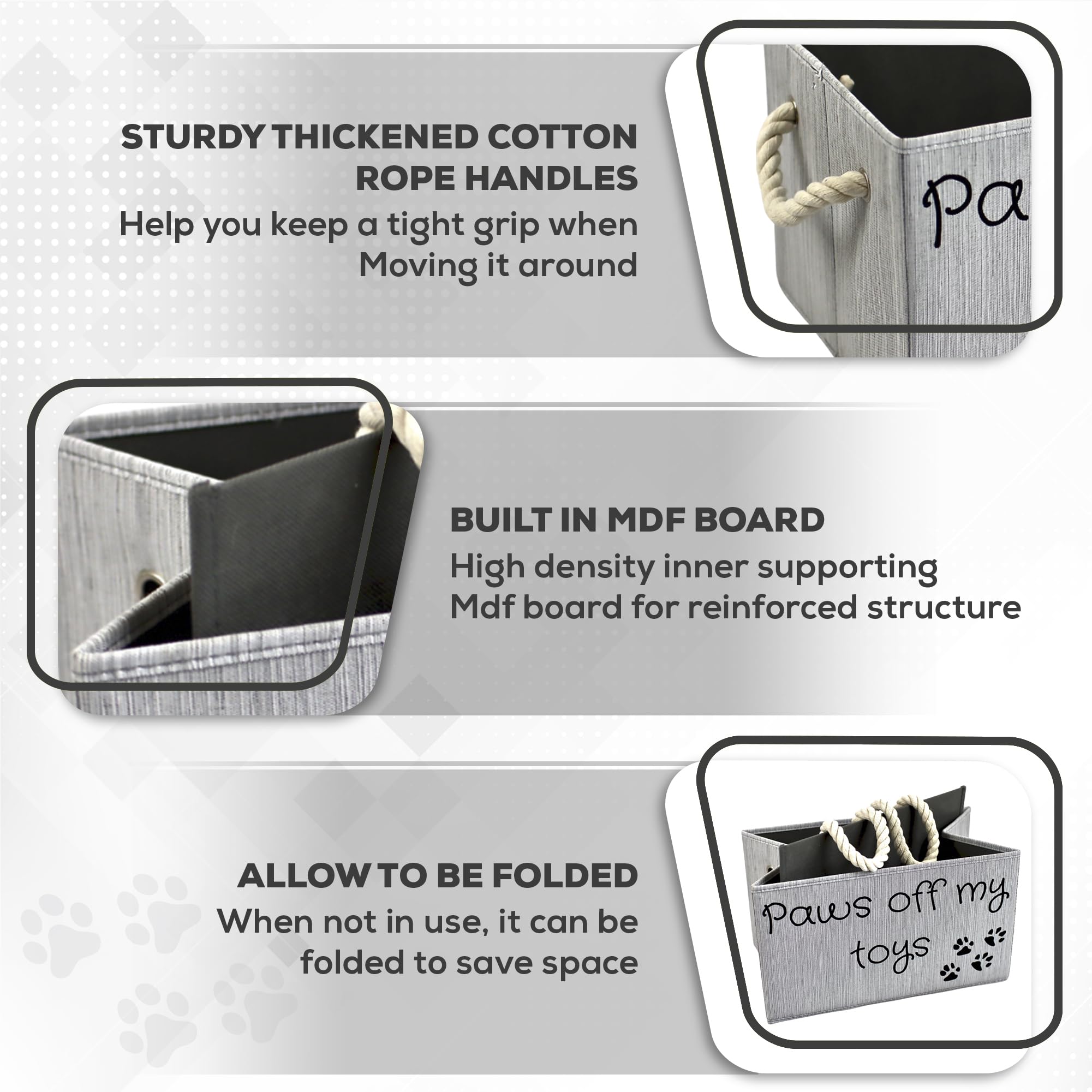 SD SKYDEN toy storage bins for dogs blend with home decor and offer versatile organization options.