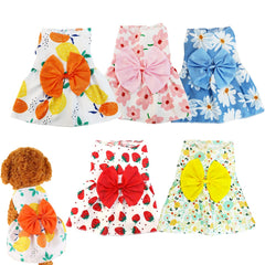 Sdfvsdg 5-pcs floral dog dress set, perfect for daily wear and cute photo ops.