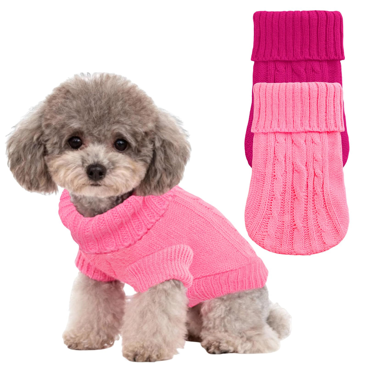 Sdfvsdg Cutie XXS sweater pink front view keeps tiny dogs warm and stylish.