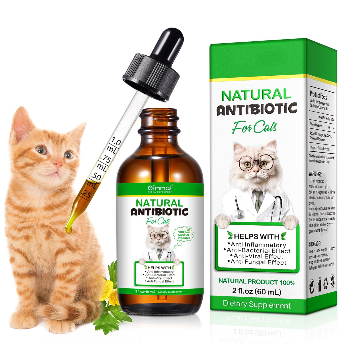 SDJUFEI natural cat antibiotic drops bottle for easy supplementation and daily care.