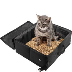 SDYQD portable cat travel litter box with zipped lid for hotel trips
