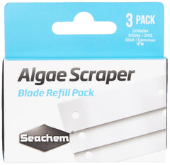 Seachem algae scraper blades pack 3 for easy, durable algae removal in glass aquariums.
