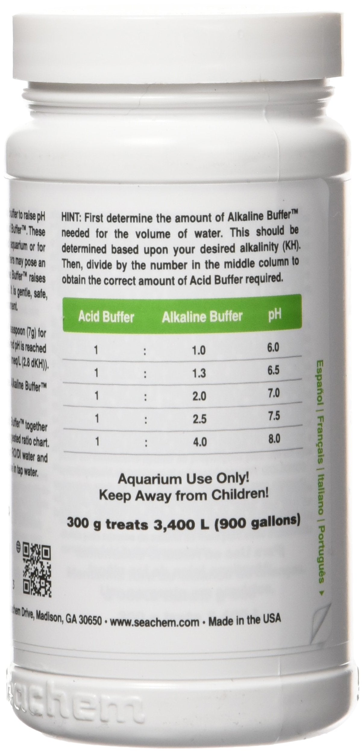 Seachem Alkaline Buffer label on jar highlights non-phosphate formula.