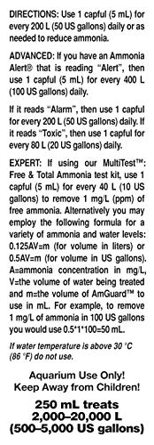 Seachem AmGuard bottle pour showing rapid ammonia binding during emergencies.