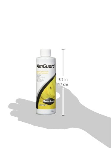 Seachem AmGuard concentrated formula highlights strongest liquid ammonia binder.