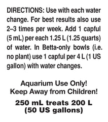 Seachem Betta Basics in a betta tank showing clear water and calm fish.