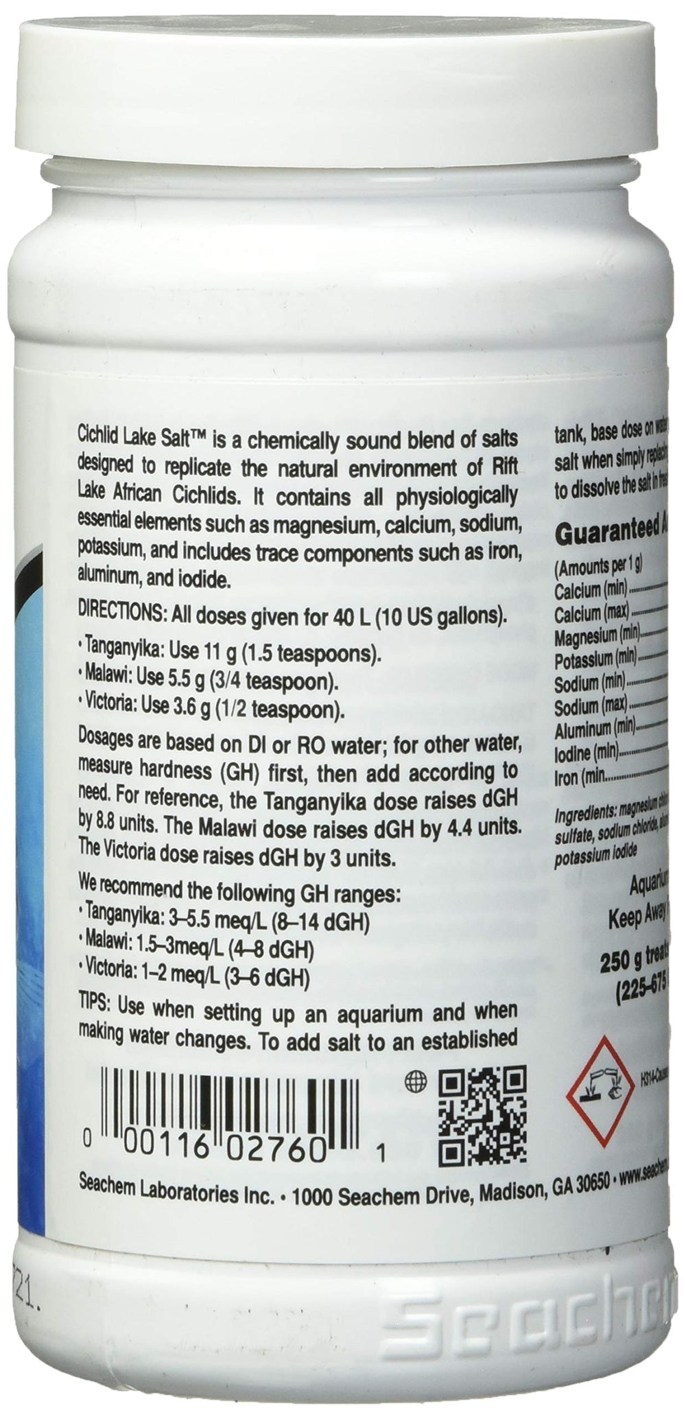 Seachem Cichlid Lake Salt pour demonstrates easy mixing for consistent trace elements.