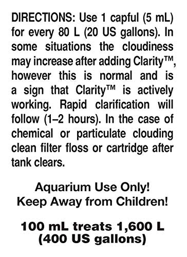 Seachem Clarity shows clouded to clear transition for better viewing.