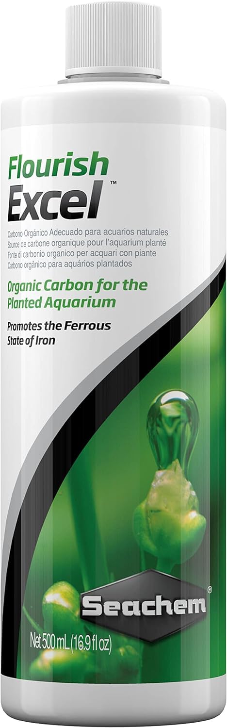 Seachem Flourish Excel bottle pour demonstrates carbon delivery for thriving aquarium plants
