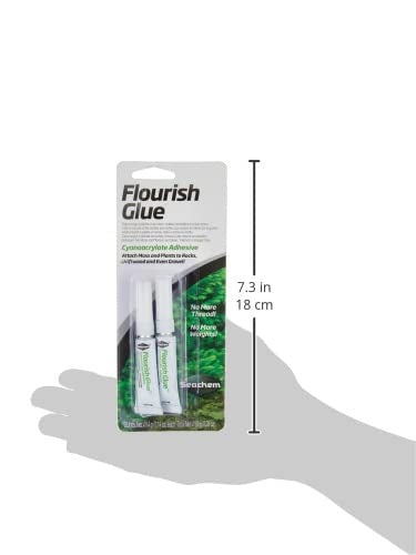 Seachem Flourish Glue aquarium scene shows quick-bonding for plant and decor placement.