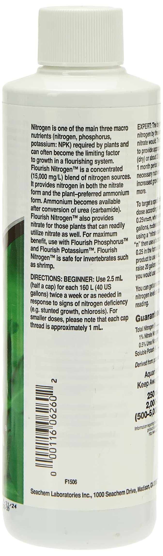 Seachem Flourish Nitrogen 250ml dosing helps steady nitrate levels for vibrant aquarium plants.