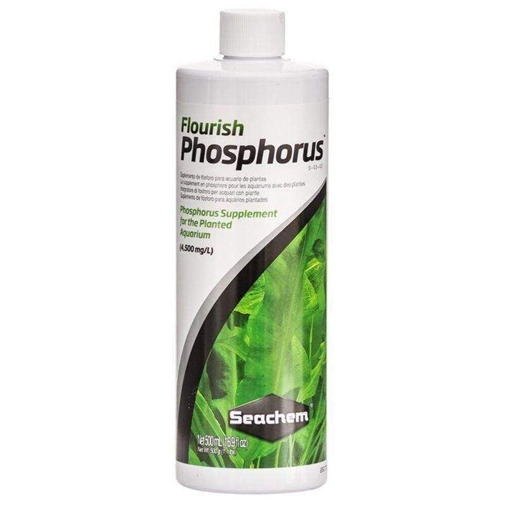 Seachem Flourish Phosphorus 500ml bottle pour supports planted aquarium phosphate balance.