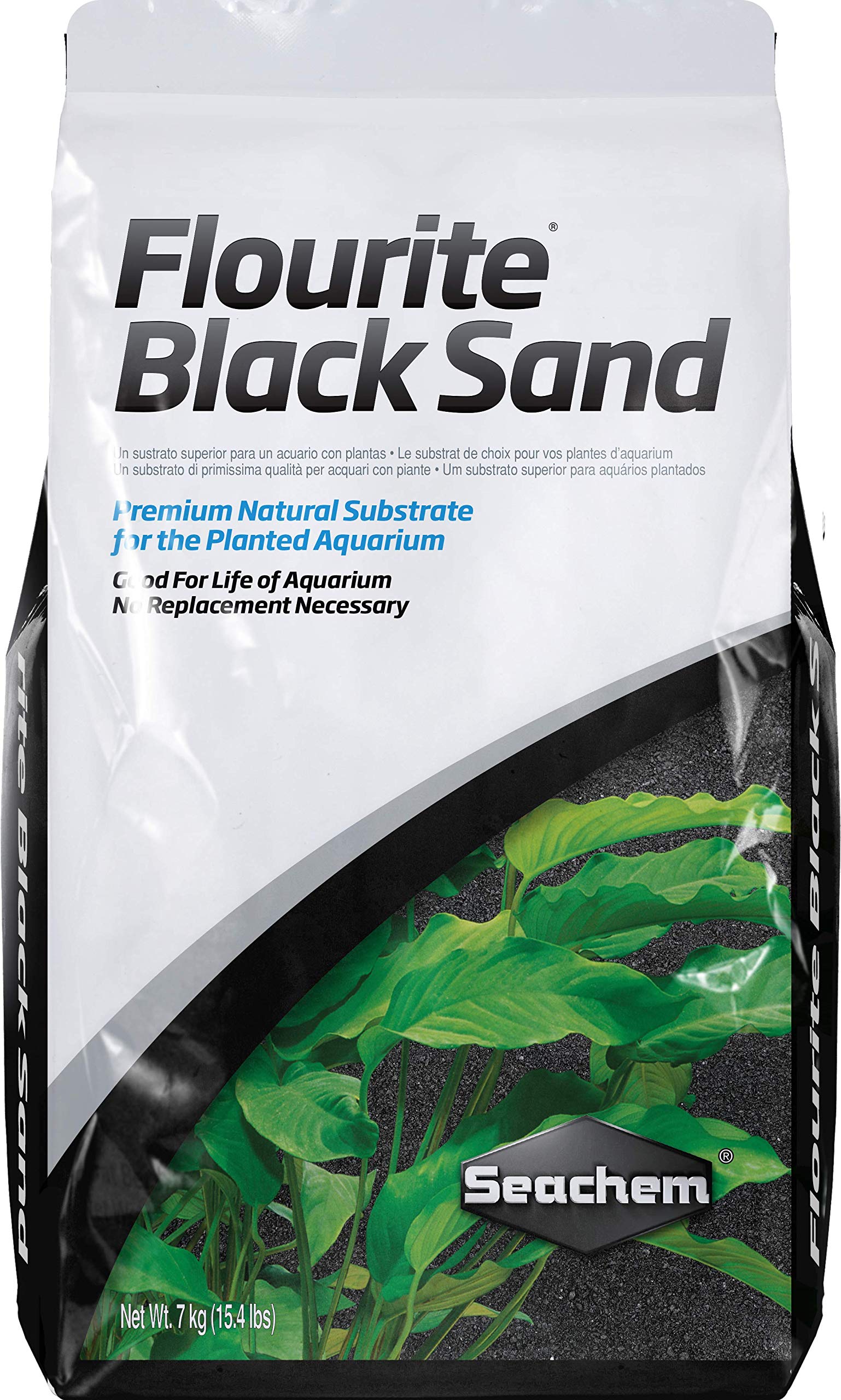 Seachem Flourite Black Sand planted aquarium bed with porous clay gravel for natural plant display