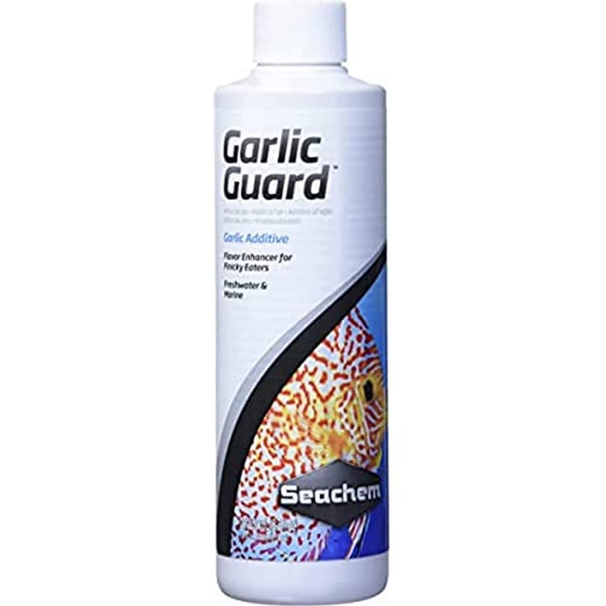 Seachem GarlicGuard bottle pour demonstrates easy dosing for fish health