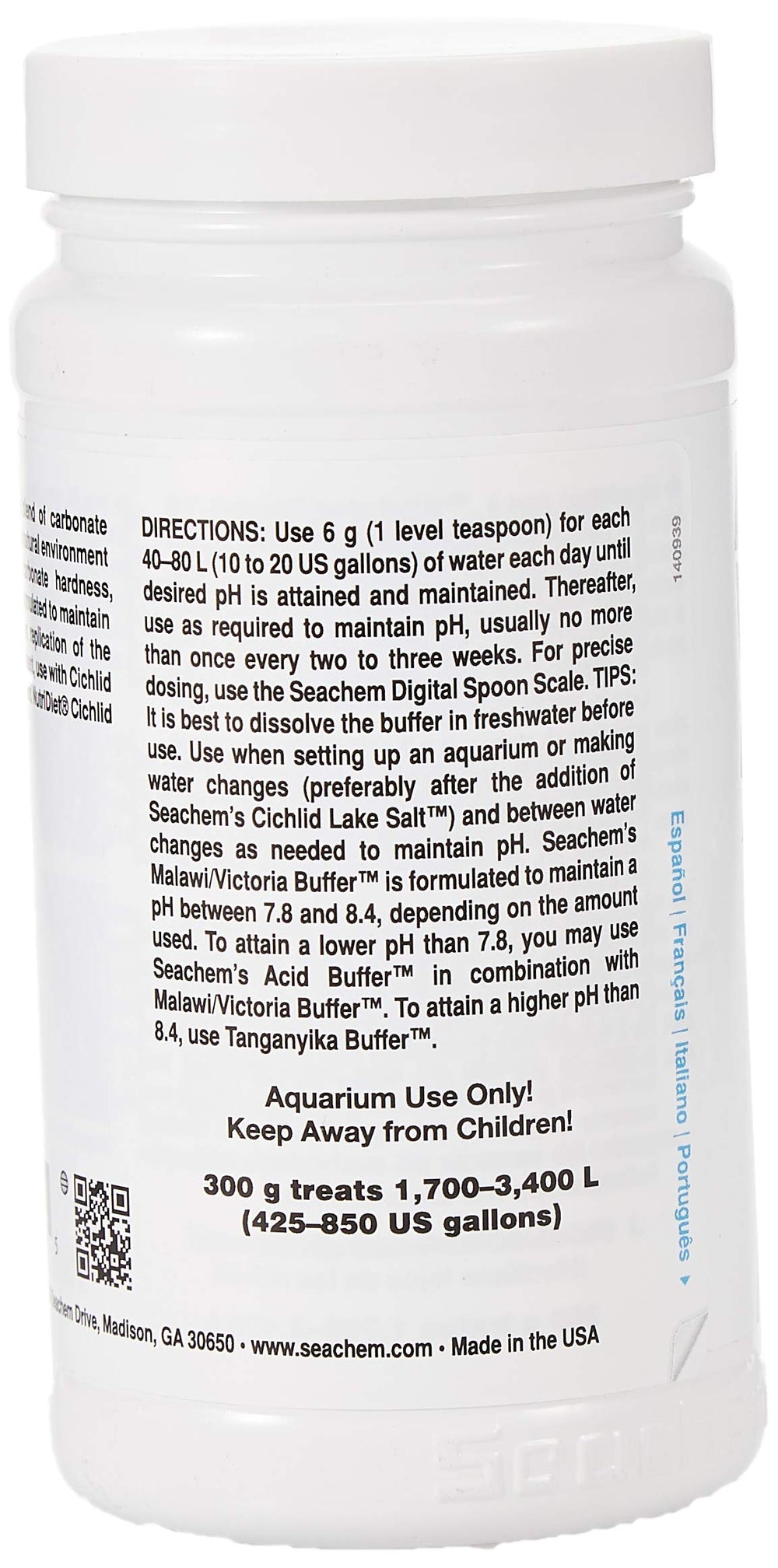 Seachem Malawi/Victoria Buffer dosing steps illustrate easy water chemistry adjustments.