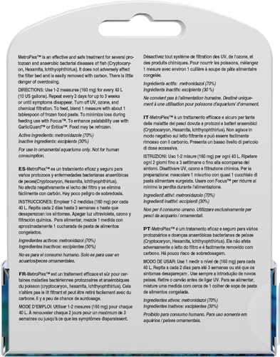 Seachem Metronidazole measured-dose example for a 10-gallon tank.