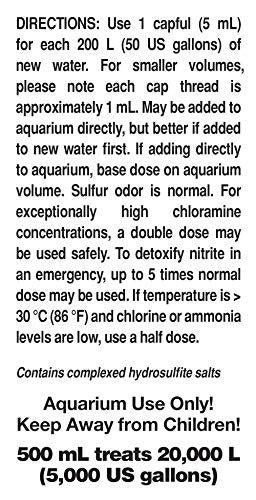 Seachem Prime bottle being poured for water conditioning, supporting safer transition in new tanks