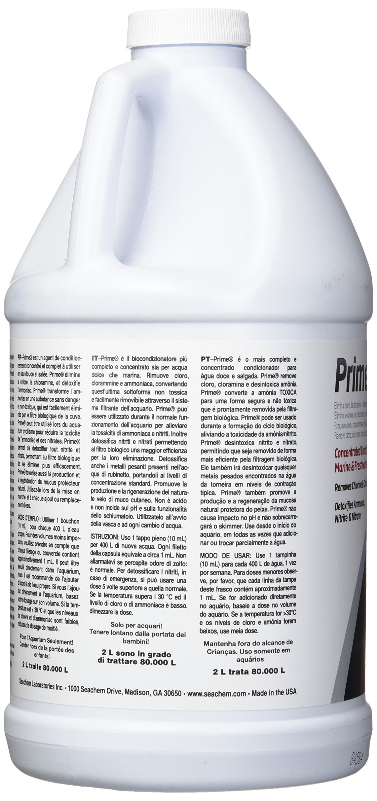 Seachem Prime dosed water prepared for safe fish during changes