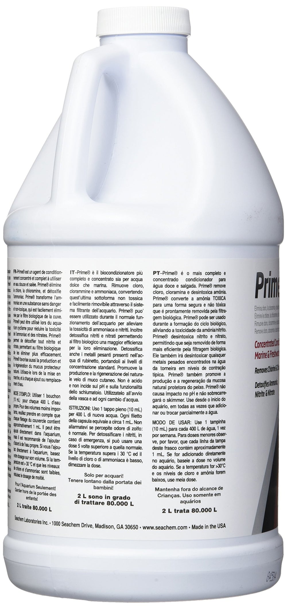 Seachem Prime dosed water prepared for safe fish during changes