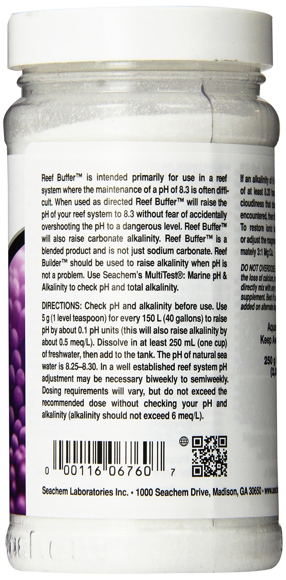 Seachem Reef Buffer 250g scoop included for precise reef alkalinity adjustments.