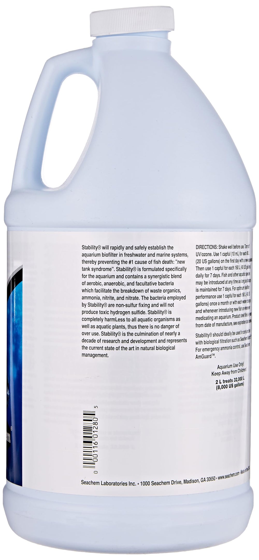 Seachem Stability being added to aquarium water to illustrate rapid stabilization.