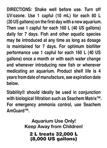 Seachem Stability biofilter setup demonstrates initiating beneficial bacteria for waste breakdown.
