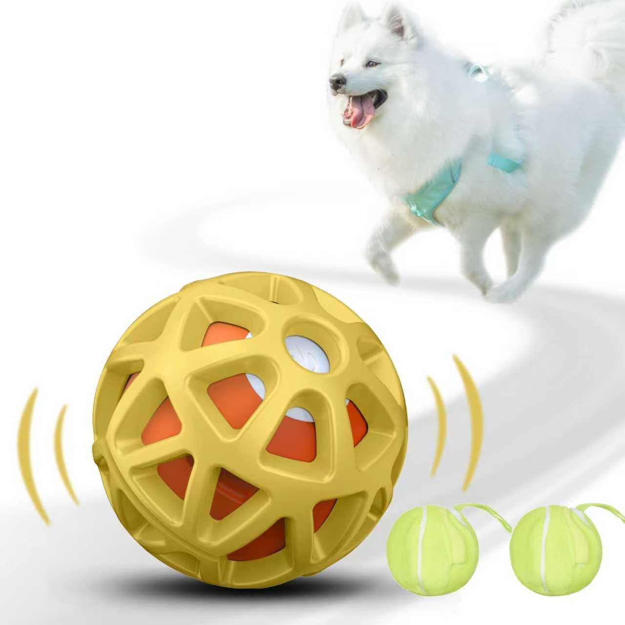 seagi interactive dog toy ball rubber texture highlights durability for chewing.