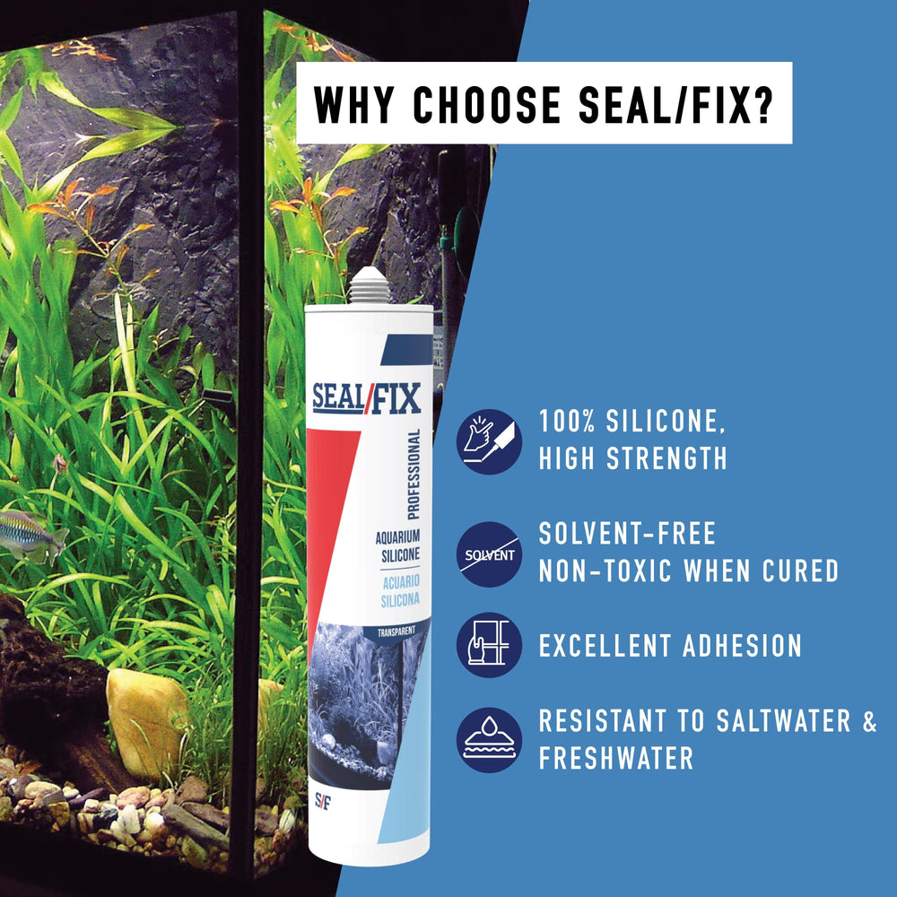 Seal Fix Aquarium Silicone Sealant Clear Application-Angle provides a smooth finish and easy application.