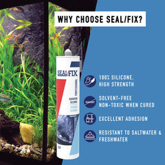 Seal Fix Aquarium Silicone Sealant Clear Application-Angle provides a smooth finish and easy application.
