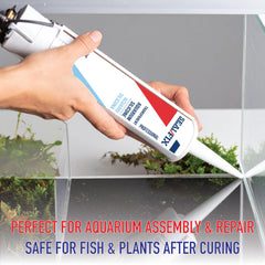 Seal Fix Aquarium Silicone Sealant Clear Glass Seam bonds glass durably and waterproof.