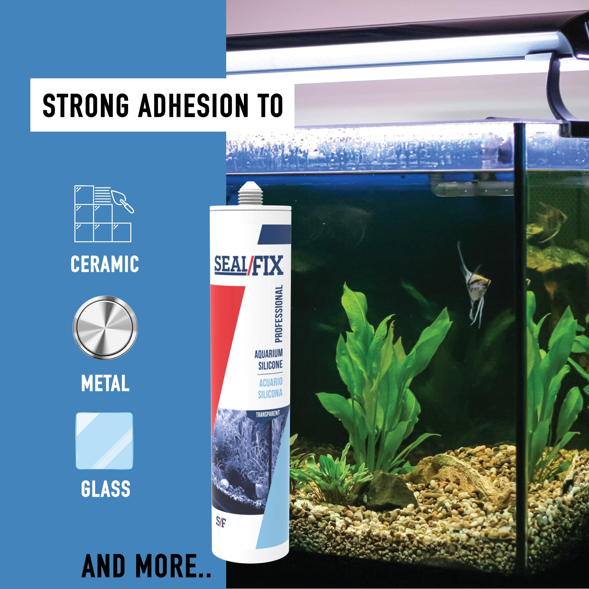 Seal Fix Aquarium Silicone Sealant Clear Patching-Leak ensures quick cure with minimal downtime.