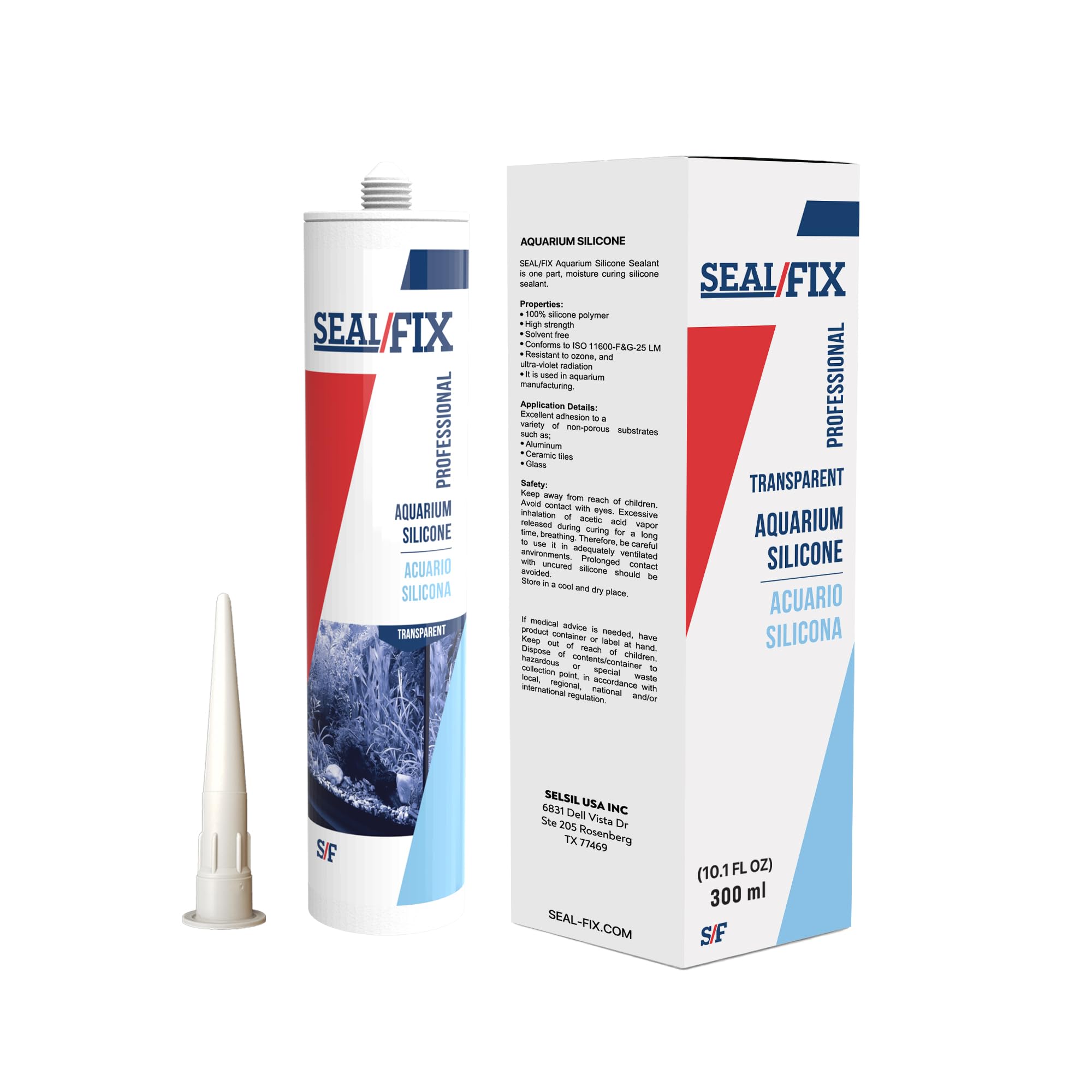 Seal Fix Aquarium Silicone Sealant Clear Tube — fish-safe leak repair for tanks.