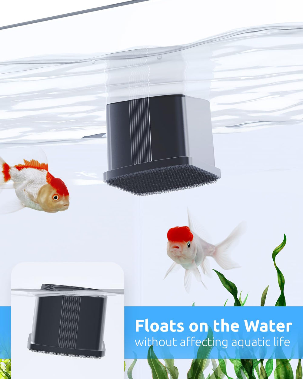 SEAOURA floating-design cleaner rests on water surface for easy pickup.