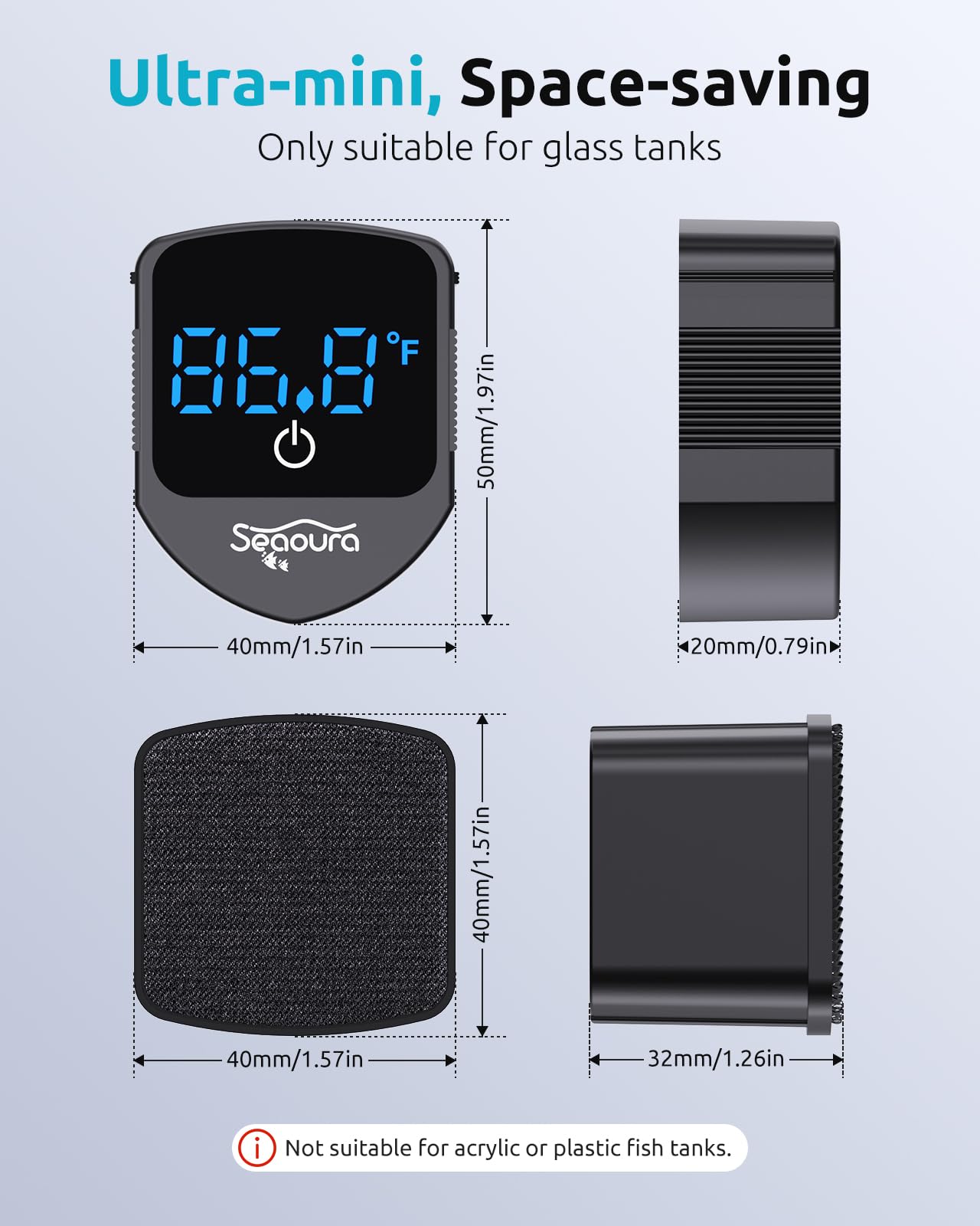SEAOURA cleaner removes grime from exterior glass surfaces without disturbing the tank.