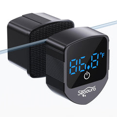 SEAOURA 2-in-1 aquarium cleaner thermometer display shows precise water temperature for glass tanks.